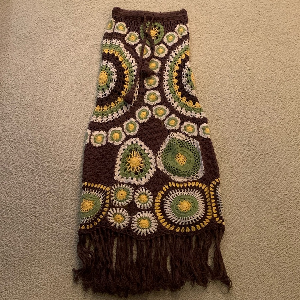 Free People- Flook/. Crochet Maxi Skirt